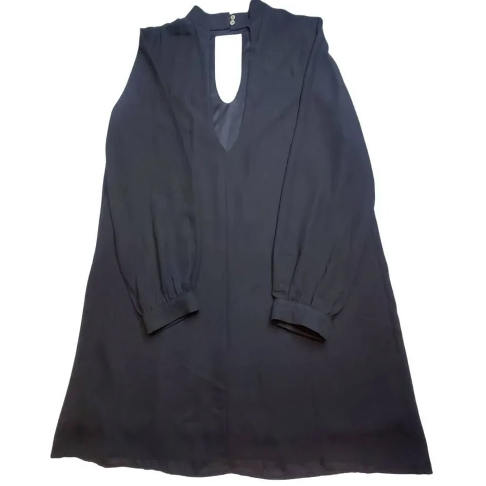 Dee Elle Dress Black Long Sleeve Mock Neck Keyhole Chic Party Dress - Picture 4 of 8